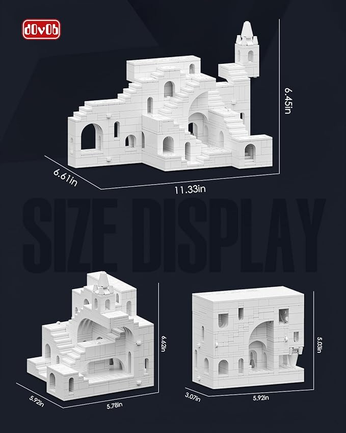 dOvOb Architectural Transformable White Castle Building Blocks Set - 668PCS Construction Magic Maze Mode Collectible Display Set for Adults and Teen