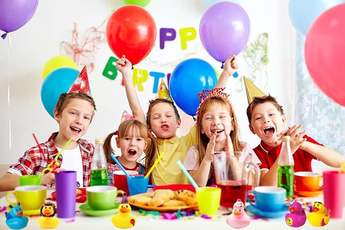 100 Assortment Rubber Duck Toy Duckies for Kids, Bath Birthday Gifts Baby Showers Classroom Incentives, Summer Beach and Pool Activity, 2" (100-Pack)