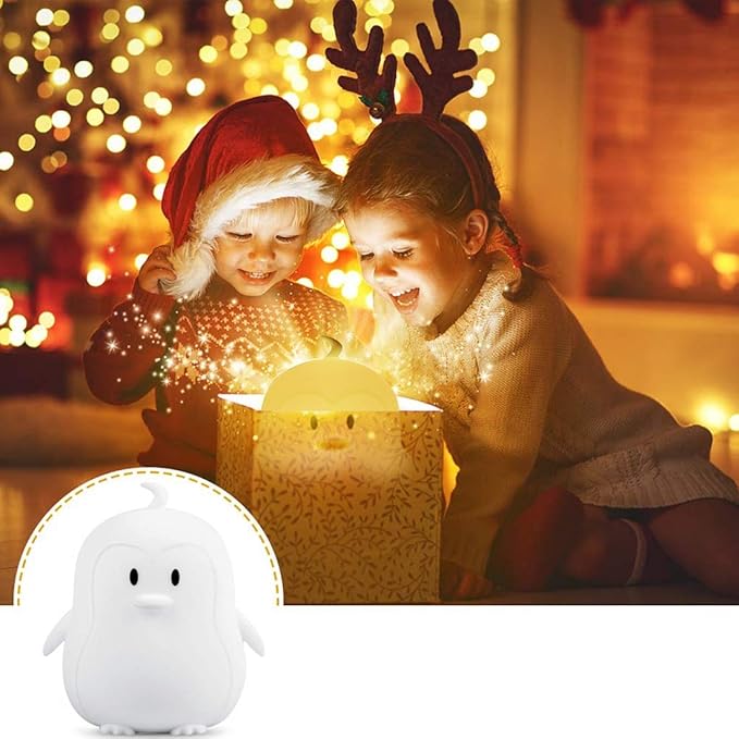 Penguin Night Light for Kids Silicone Sleep NightLights, 9 Colors Baby Light Bedside Lamp Bed Room Children Decorative Lamps for Toddlers/Boys/Girls/Adults/Bedroom/Bathroom/Outdoor - Medium