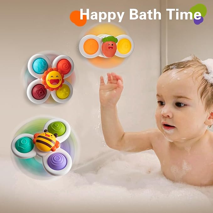 3PCS Suction Cup Spinner Toys for 1-2 Year Old Boys Spinning Toys Sensory Toys for Toddlers 1-3 Gifts for 1 Year Old Girls