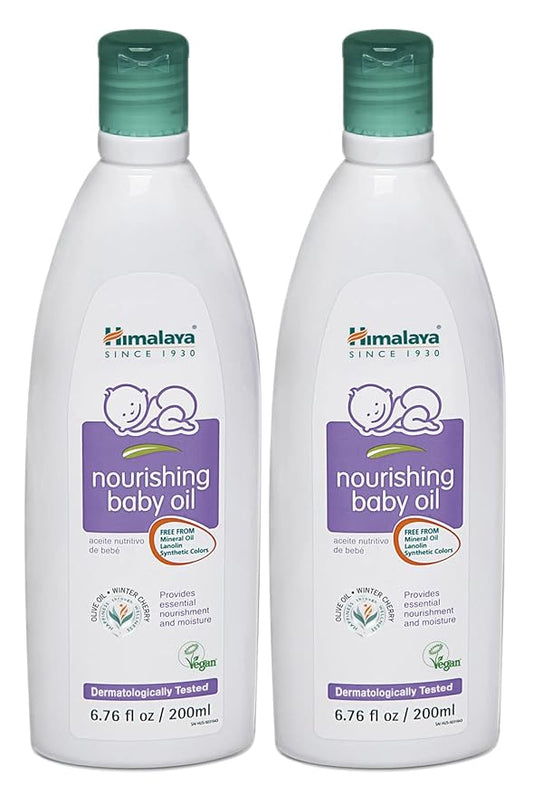 Himalaya Nourishing Baby Oil, Light & Non-Greasy for a Soothing Massage or Baby Bath, 6.76 oz, 2 Pack