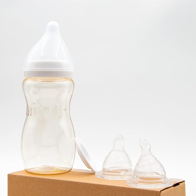 Minbie 9 - Months + Breastfeeding Baby Bottle - Anti Colic & Reflux, PPSU BPA Free