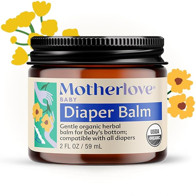 Motherlove Diaper Balm (2 oz) Organic Herbal Diaper Rash Cream—Cloth diaper Safe, Zinc Oxide- & Petroleum-Free