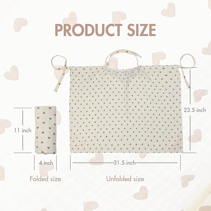 Nursing Covers for Breastfeeding - Breathable Baby Breastfeeding Cover with Arch Neckline, Adjustable Privacy Nursing Covers for Women, Brown Heart