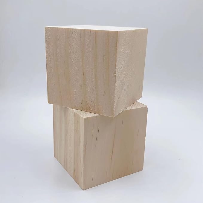 Large Wooden Blocks for Crafts, Unfinished Wood Cubes, 3 Inch Natural Blank Square Wooden Blocks for Arts, Baby Shower DIY Projects
