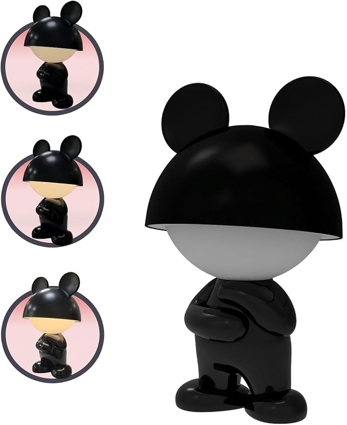 Night Light | Mini Desk Lamp | Table Lamps for Night Stands LED Cool Shape 3 Level Dimmable Touch Light with Rechargeable Battery for Bedside Living Room Home Decor Christmas Gifts(Black)