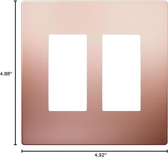 LIDER Double Decorator Metal Wall Plate, Temperature and Impact Resistant, 201 Stainless Steel, Screwless Cover, Modern Upgrade, Mid-Size 2-Gang 4.88” x 4.92”, Polished Rose Gold, LSMWP-32M-PRG