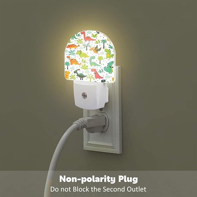 Cute Funny Dinosaurs Night Light for Kids, Childish Dinos Night Light Plug in with Dusk to Dawn Sensor, 0.5w Energy Saving Sleep Friendly Nightlight for Hallway Stairway Kitchen Bedroom