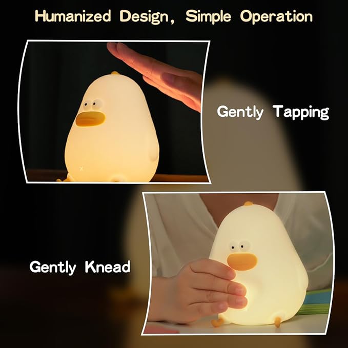 Night Light for Kids, Cute Silicone Nursery Chick Lamp for Baby and Toddler, Animal Night Light for Boys and Girls, Squishy Bedside Lamp for Kids Room