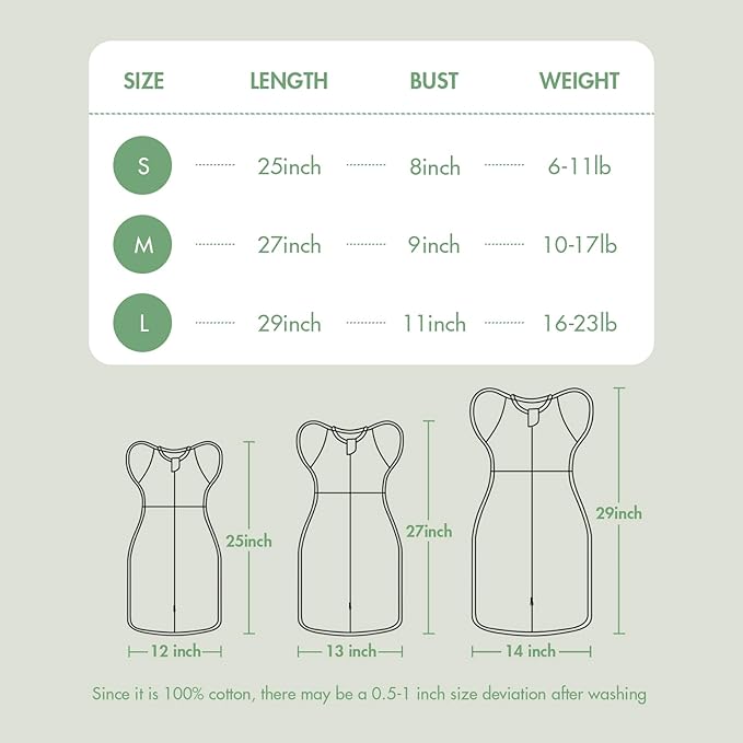 2-Pack Baby Transitional Swaddle Sleep Sack - Arms Up Swaddle 3-6 Months for Infants with Cuff Removable Design & 2-Way Zipper, Green Leaves Newborn Sack