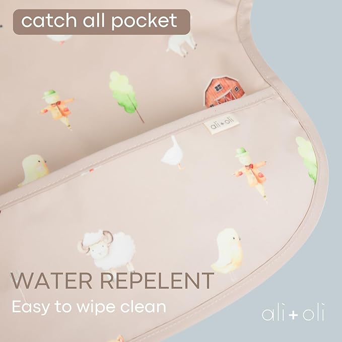 Ali+Oli Smock Bibs for Babies, BPA-Free Oeko-Tex Certified, Waterproof Baby Smock, Machine Washable, Toddlers Ages 6m+