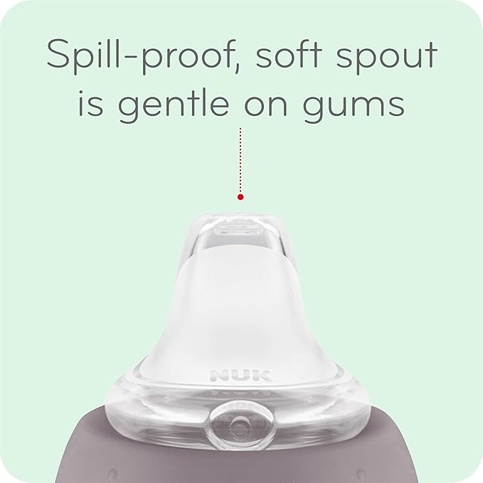 NUK Learner Cup, 5oz, Pack of 2, Sesame Street, Elmo and Cookie Monster – Soft Spout, Easy-Grip Handles, BPA Free, Spill Proof Transition Sippy Cup