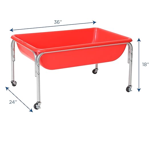 Children's Factory Medium Sensory Table – 18″ Height, Sandbox, Water Table for Kids, Red