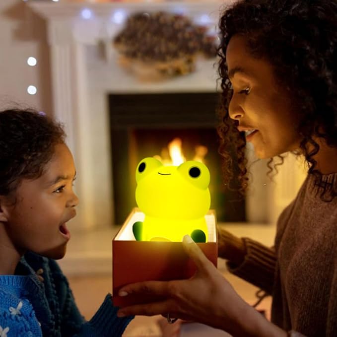 Cute Frog Night Light for Kids, Color Changeable Soft Silicone Sleeping Night Lamp for Nursery, Dimmable Timer Rechargeable Colorful Baby's Light Room Decor Children Gifts