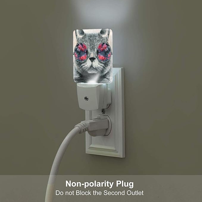 Cute Gray Cat Night Light,Plug Into Wall Decor for Stairway,Hallway,Kitchen,Dusk to Dawn Sensor Nightlights for Boys/Girls/Women/Men Room Gifts