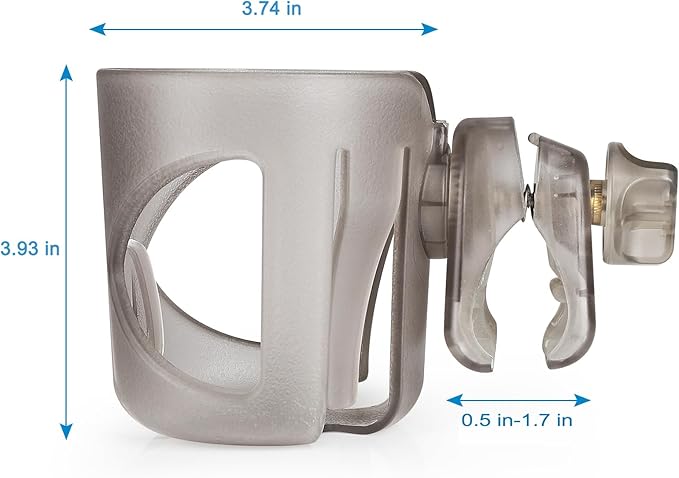 Accmor Universal Cup Holder, Stroller Cup Holder, 360° Rotatable Large Caliber Designed Bottle Holder for Stroller, Bike, Wheelchair, Walker, Scooter, Transparent Grey