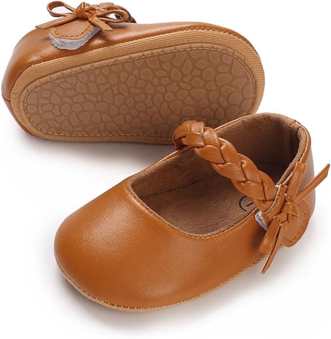 COSANKIM Baby Girls Mary Jane Flats Shoes Anti-Slip Rubber Sole Infant Toddler Princess Wedding Dress Shoes