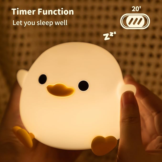 Cute Dodo Duck Night Light, LED Squishy Night Lamp, 2 Gears Dimmable Nursery Nightlight for Kids, Rechargeable Touch Lamp, Dorm Decor, Kids Funny Gifts (Dodo Duck)