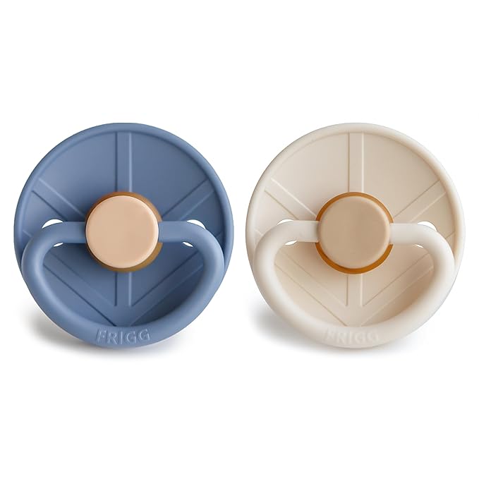FRIGG Little Viking Natural Rubber Baby Pacifier 2-Pack | Made in Denmark | BPA-Free (Ocean View/Cream, 0-6 Months)