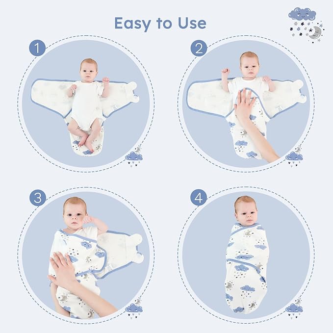 Yoofoss Baby Swaddles for Newborns 100% Organic Cotton, Adjustable Swaddle Sleep Sack 0-3 Months Newborn Swaddle Sack, Breathable Soft(Small)