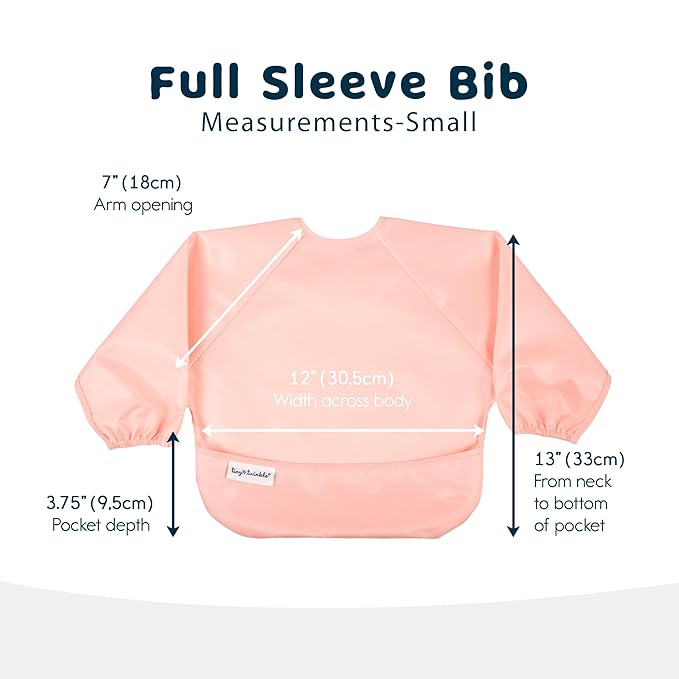 Tiny Twinkle Long Sleeve Bib for Babies & Toddlers – 2 Pack Waterproof Smock Bibs for Eating – Machine Washable & Mess-Proof, Baby Feeding Essential & Shower Must-Have (Peach Terracotta,6–24M)