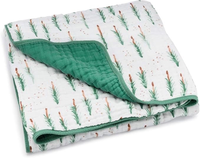 Parker Baby Muslin Blanket | 100% Soft Cotton Toddler Quilt & Baby Muslin Swaddle | Gender Neutral Design 47" x 47" Blanket