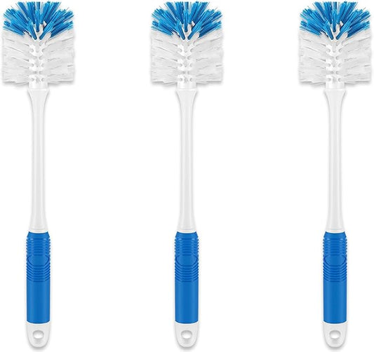 Bottle Brush Cleaner, Long Handle Bottle Brush with Dual Bristles for Water Bottles, Glassware, Mugs, Sports & Baby Bottles Cleaning, Blue 3 Pack