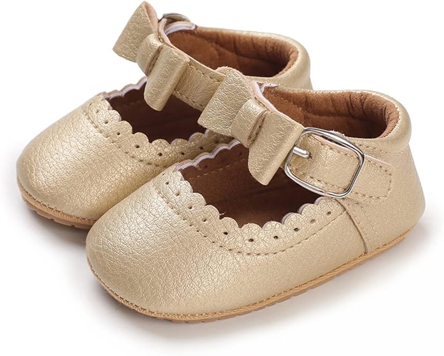COSANKIM Baby Girls Mary Jane Flats Shoes Anti-Slip Rubber Sole Infant Toddler Princess Wedding Dress Shoes