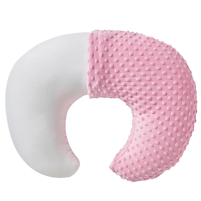 Nursing Pillow and Positioner with Cover for Breastfeeding and Bottle Feeding, Propping Baby, Tummy Time, Baby Sitting Support, Awake-Time Support (Candy Pink, 22" x 17.7" x 5.9")