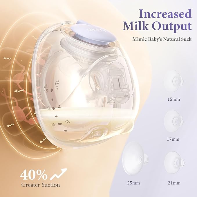 Breast Pump D6, Ultra-Lightweight Hands Free Wearable Breast Pump with Upgraded Leak-Proof Double-Seal Flange, Electric Breastfeeding Pump 3 Modes | 9 Levels, 3 Fine-Tuned Rhythms, 15/17/19/21/25mm
