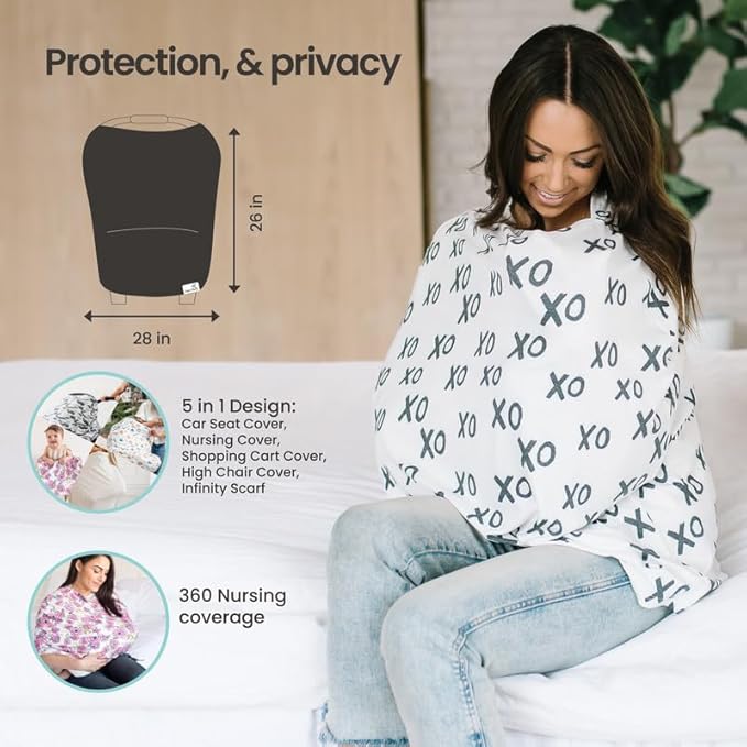 Copper Pearl Multi-Use Cover: Car Seat Covers, Nursing Cover, and Stroller Cover for Sun - Stretchy Fabric, All-Season Use, Stylish Designs, Easy Access for Moms - Powell