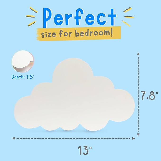Nursery Night Light – Dimmable Cloud Wall Light for Kids and Baby Room Decor – Rechargeable LED Light with Touch Control for Bedtime Routines (Star Decals Included)