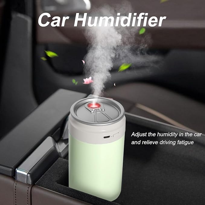 Humidifiers, Humidifier for Bedroom, Can Air Humidifier, Humidifiers for Home and Plants, USB Powered And Battery Powered Portable for Home Office Car Outdoor, 2 Mist Modes, Night Light, Auto-Off
