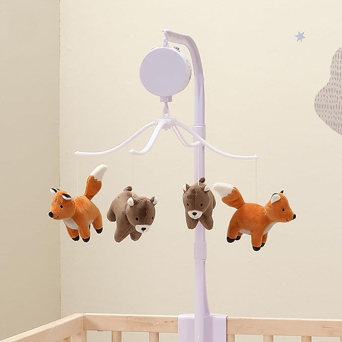 Bedtime Originals Sleepytime Bear & Fox Musical Baby Crib Mobile Soother Toy