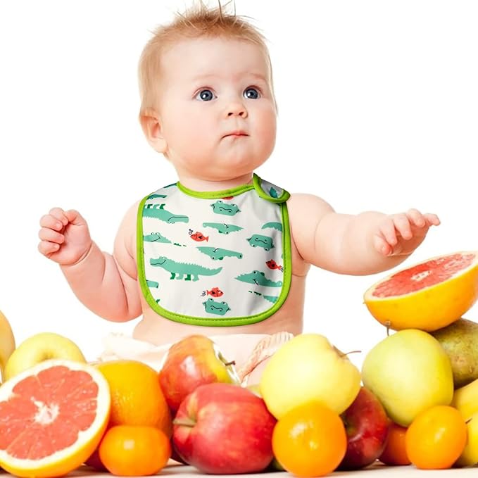 7Pcs Cotton Waterproof Baby Bibs Hook Loop Closure Newborn Bib Keepsake Baby Gift for Drooling Feeding Eating