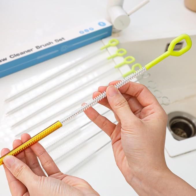 8-Piece Straw Cleaner Brush Set for Cleaning Straws - (4-Size) Extra Long Nylon Pipe Cleaners, Reusable Straw Cleaning Brush for Stanley Tumbler, Sippy Cup, Baby Bottle and Tubes (Type B)