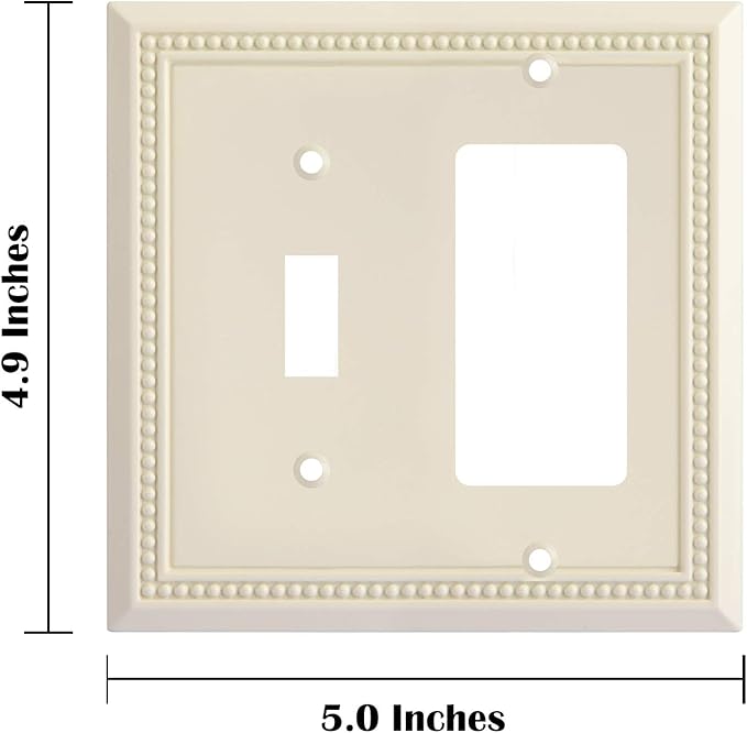 Henne Bery Sunken Pearls Heavy Duty Decorative Wall Plate Switch Plate Outlet Cover, Durable Solid Zinc Alloy (Toggle/Decorator, Light Almond)