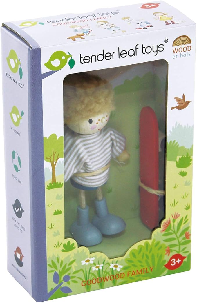 Tender Leaf Toys - The Goodwood Family - Wooden Miniatures Flexible Doll, Multicultural Action Figure for Dollhouse - Encourage Creative and Imaginative Fun Play for Children - Age 3+
