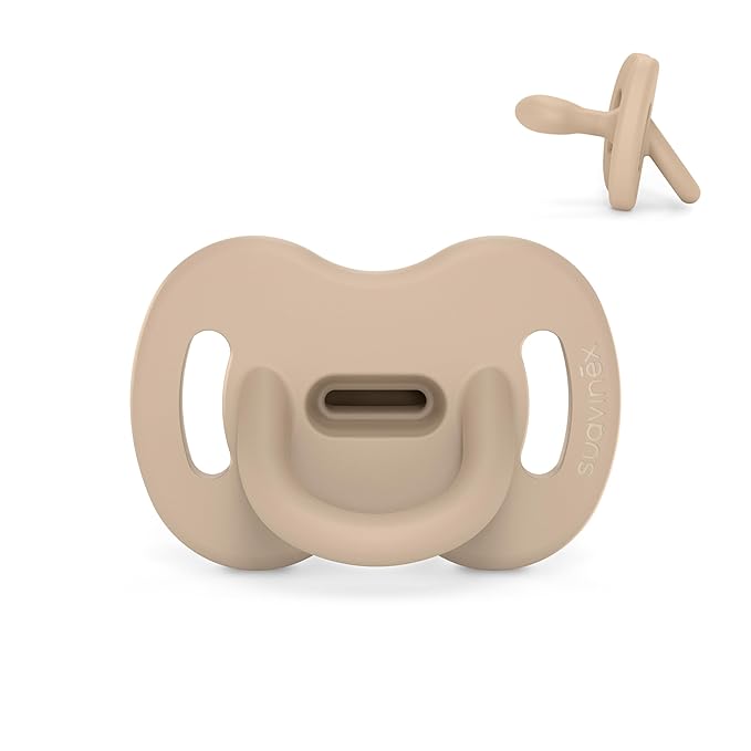 Color Essence SX PRO Silicone Baby Pacifier 1Pk, Made with 100% Soft Silicone, Baby Essentials Perfect for Breastfeeding Babies, Designed in Spain, 6-18 Mths, Irish Cream