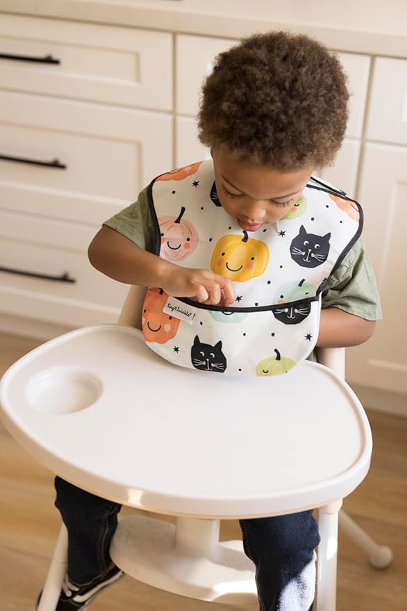 Tiny Twinkle Mess Proof Baby Bibs for Eating – Waterproof, Wipeable Toddler Bibs with Pocket – Baby Food Bibs for Girls & Boys(3 Pack,Halloween)