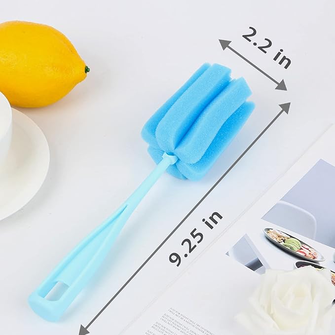 Bottle Brush Sponge 4PCS Cup Washer Brush Long Handle Cleaner Brush for Baby Bottle Glasswares Mugs Cups Kitchen Clean (4 PCS)