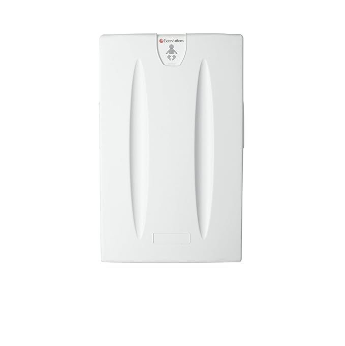 Foundations Classic Vertical Baby Diaper Changing Station, Wall Mount, Built in Liner Dispenser, One Handed Adjustable Safety Strap, Light Gray (100-EV)