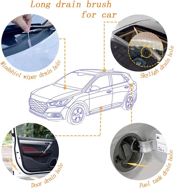 2-Pack Long Pipe Cleaners - 61" & 40" Stainless Steel Tube Cleaning Brush Set, Flexible Sunroof Drain Cleaning Tool for Sink, Refrigerator, Aquarium, Car Maintenance