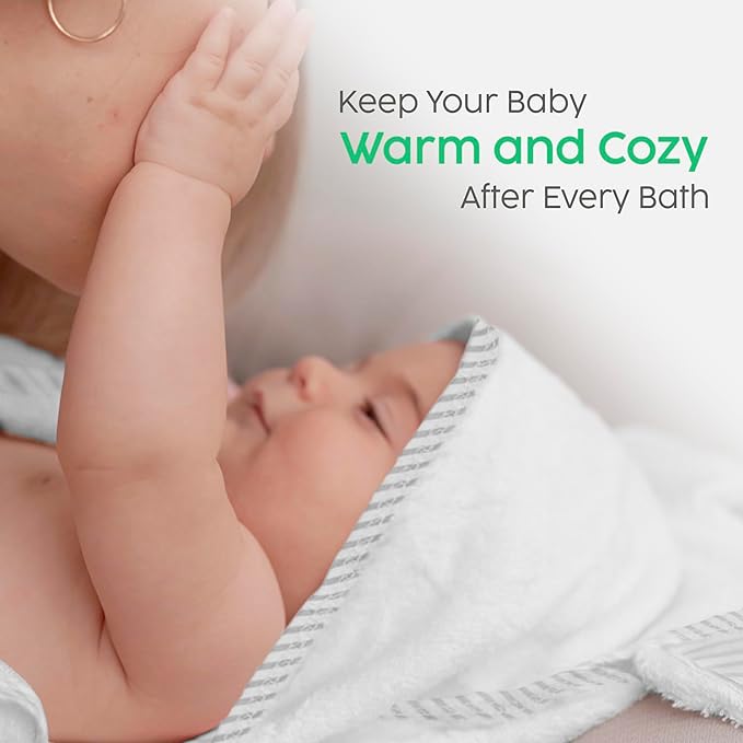 San Francisco Baby Towel Set for Newborn - Premium Hooded Baby Towels with Washcloth, Baby Bath Towels for Boys and Girls, Luxury White