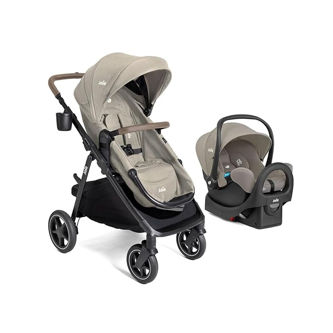 Joie Ginger LX Stroller and Rue Infant Car Seat Travel System with Anti-Rebound Base and All-Wheel Suspension (Dove)