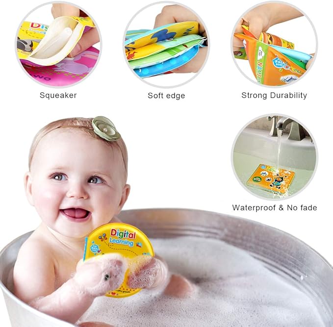 Baby Bath Toys, Nontoxic Bath Books for Babies Bath Time, Bathtub Toys for Toddlers 6 to 12 18 Months, Soft Educational Bath Toys for 1-3 Year Old Girls Boys(Pack of 3)