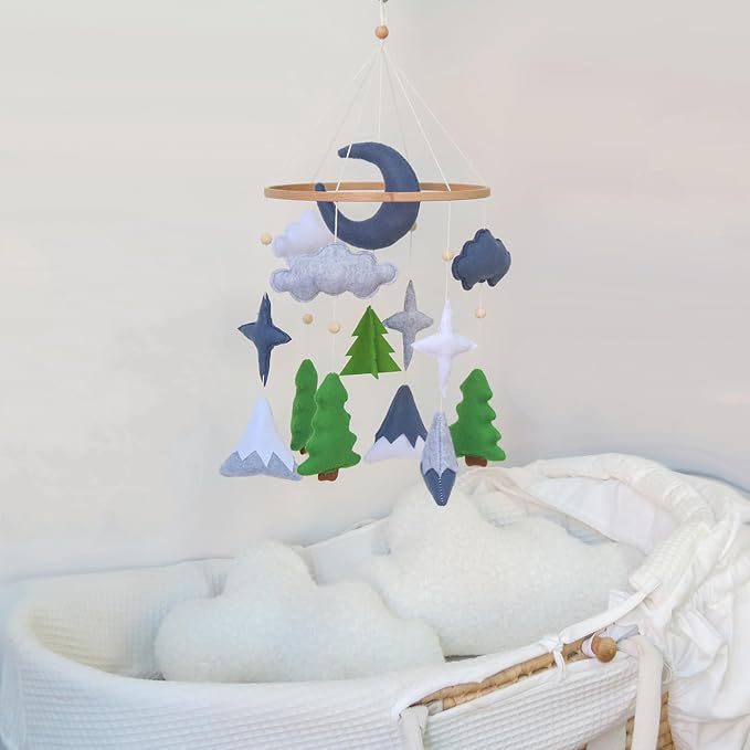 Woodland Mobile for Crib, Forest Crib Mobile for Boys & Girls, Woodland Crib Mobile with Trees, Forest Baby Mobile for Crib, Nursery Baby Mobile