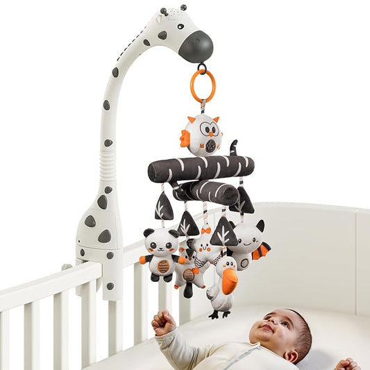 TUMAMA Baby Crib Mobile, Nursery Musical Mobile with Remote Control,Projection Night Light, Music and White Noise, Mute Spin Motor Nursery Sensory Toys for Infant 0 3 6 9 Month Newborn Xmas Gift