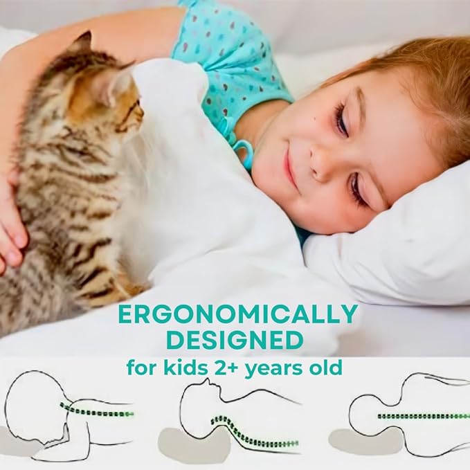 kinder Fluff Toddler Pillows (2pk) - The only Pillow for Kids 300T Cotton Shell & Down Alternative Fill - Machine Washable, Ideal Cushion for Kids Above 2 Years (13x18in - White)