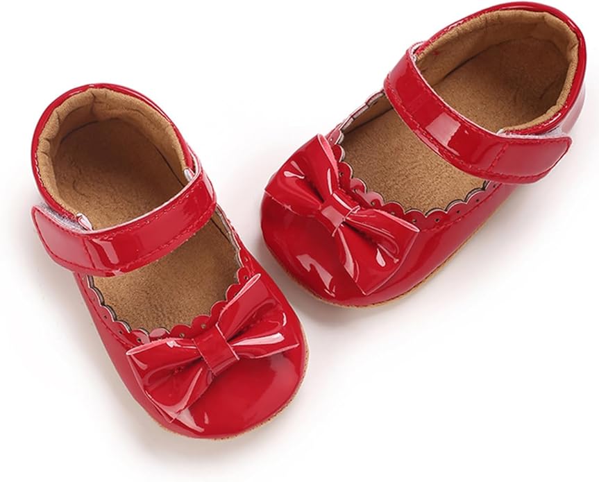 COSANKIM Baby Girls Mary Jane Flats Shoes Anti-Slip Rubber Sole Infant Toddler Princess Wedding Dress Shoes